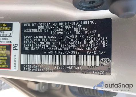 2014 Toyota Camry Le из США, поврежденный, VIN 4T4BF1FK9ER343848